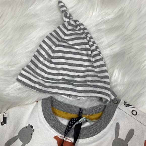 NEW Lilly + Sid Boy's Size 6-12 Months Romper Animal Fox Rabbit Heads - Picture 4 of 12